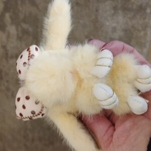 Yellow fluffy bunny bag charm